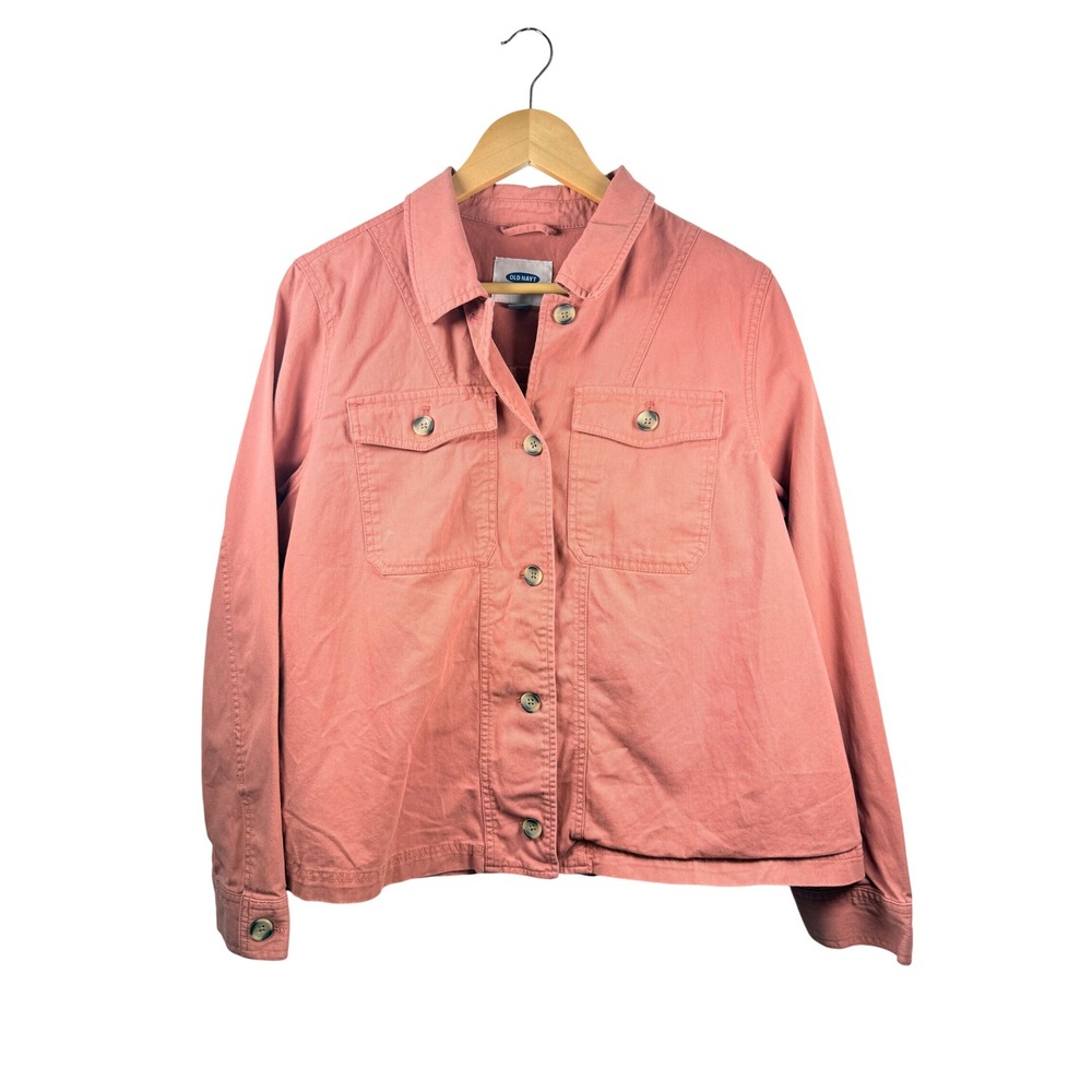 Old Navy Womens Terracotta Coral Cotton Twill Utility Shacket Jacket Large L